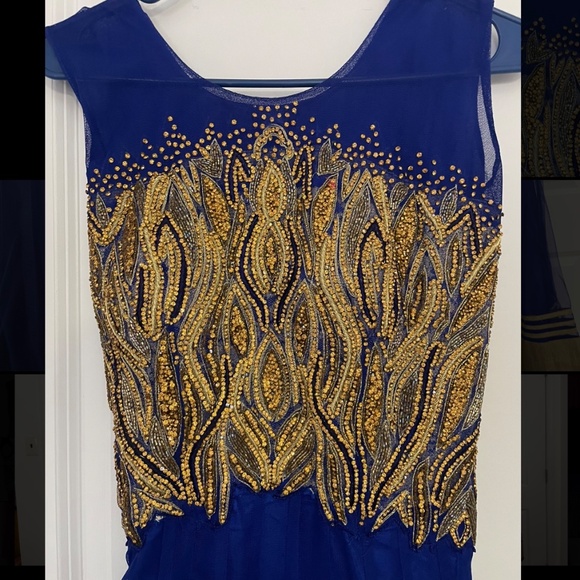 Blue and Gold Anarkali Pakistani Indian clothes - Picture 2 of 8